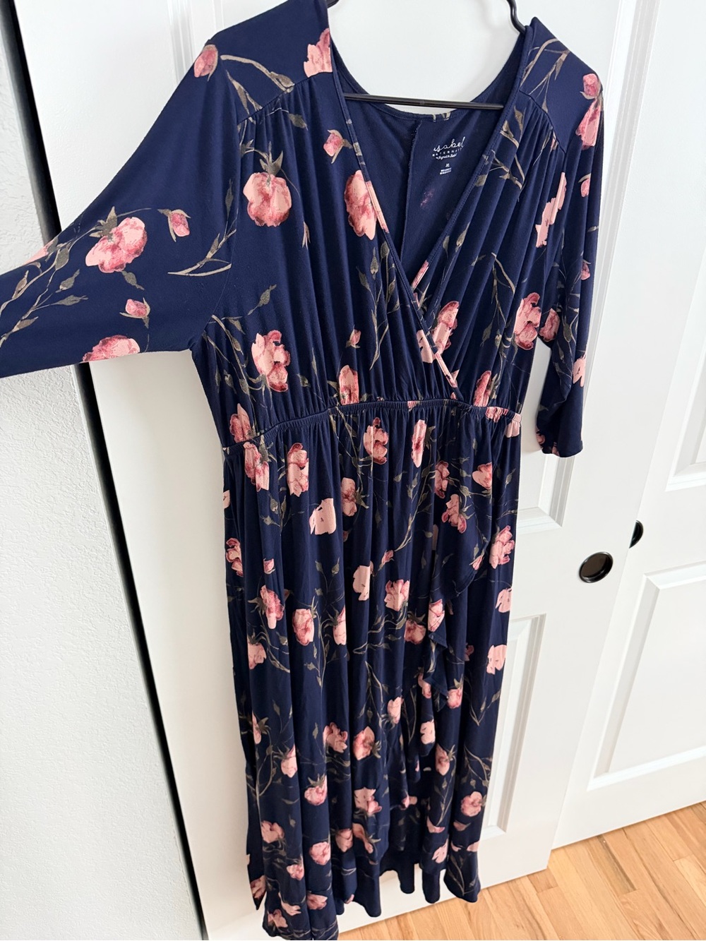 Isabel Maternity by Ingrid & Isabel Navy Maxi Dress with Pink Floral Print - Picture 9 of 14